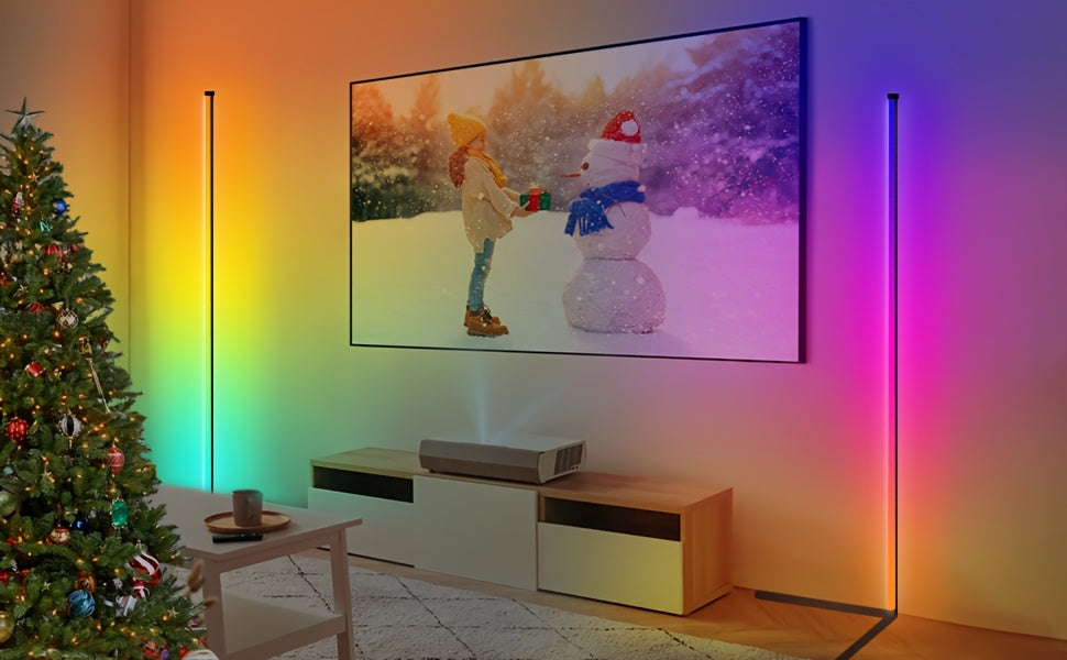 LED Corner Floor Lamp with RGBIC Color Changing Scenes, App and Remote Control, Music Sync and Timer for Bedroom Living Room and Gaming Setup