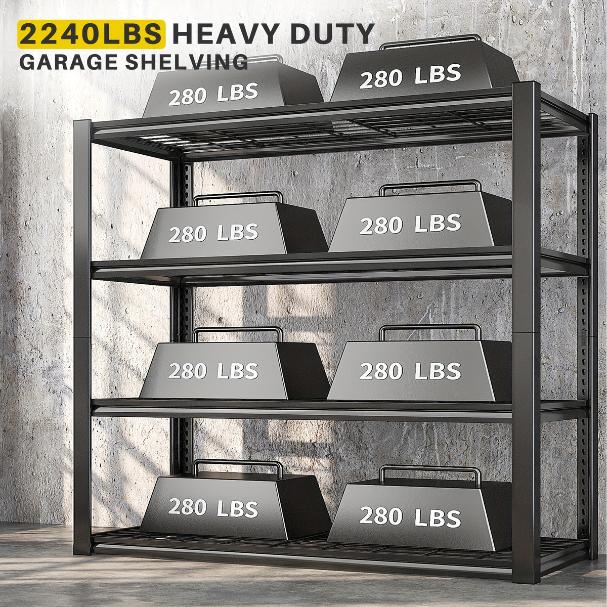 3000LBS Garage Shelving Adjustable 5 Tier Metal Shelving Unit for Storage 60" W Heavy Duty Storage Shelves Rack Garage Storage Shelves Industrial Shelf Utility Rack, Black, 60.1" W X 24.1" D X 72.1, Utility Shelves