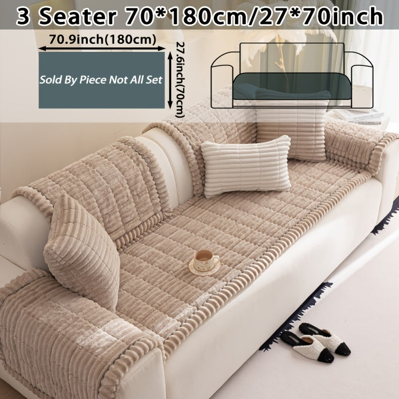 1pc Bohemian Style Sofa Cover, Plush Thick Warm Sofa Cover with Ruffled Edges, a Pet'S Favorite, Home Protection And Decoration Cover
