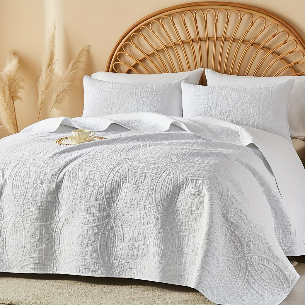 2/3pcs Cooling & Refreshing Summer Quilt Set - Multiple Colors Plus Random Color Available - Lightweight Breathable Microfiber Bedspread - Modern Coin Pattern Coverlet All Season - Holiday Gifts For Family Friends (1 Quilt, 1/2 Pillow Shams)