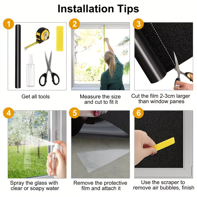 1 Roll Privacy Window Film, Frosted Glass Film, Protection, Heat Insulation, Anti-Glare, Static Cling, Removable Adhesive, Opaque Window Decoration, Suitable for Day And Night Protection, for Home, Office, Bathroom Window Stickers