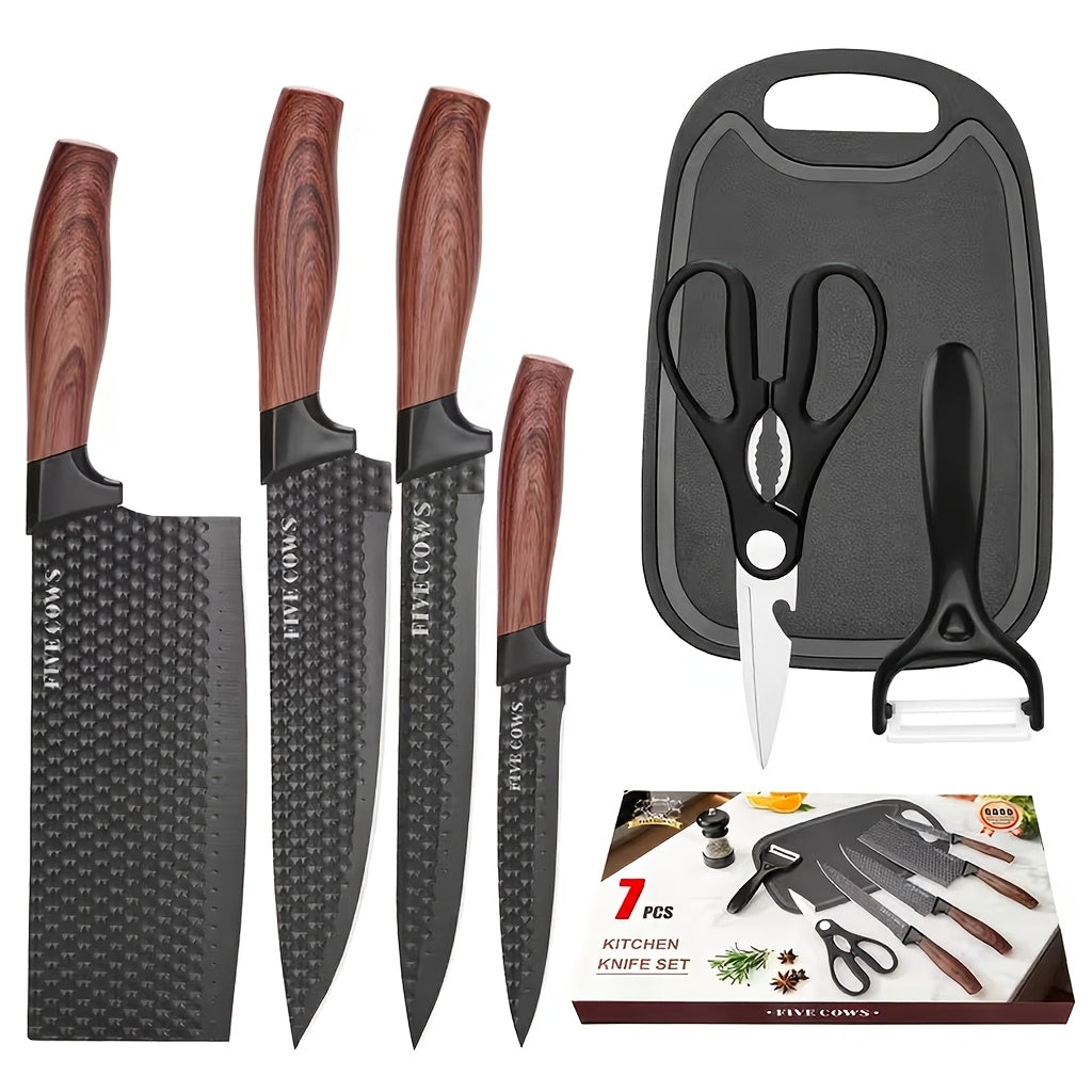 6pcs Kitchen Knife Combo Set, Vegetable Knife, Slicing Knife, Fruit Knife, Multi-purpose Scissors and Melon Planer, Healthy Kitchen Knife Set Home Cooking