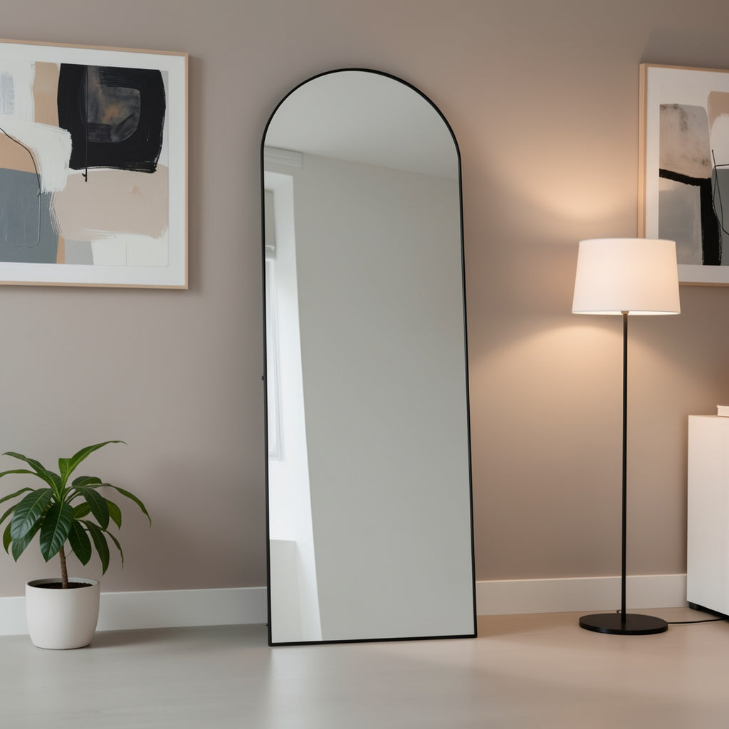 Idle Way 59x16 Arched Full-length Mirror, Vertical Or Tilted Full-length Mirror, Thin Frame, Suitable for Mother And Baby Room, Golden Or Black