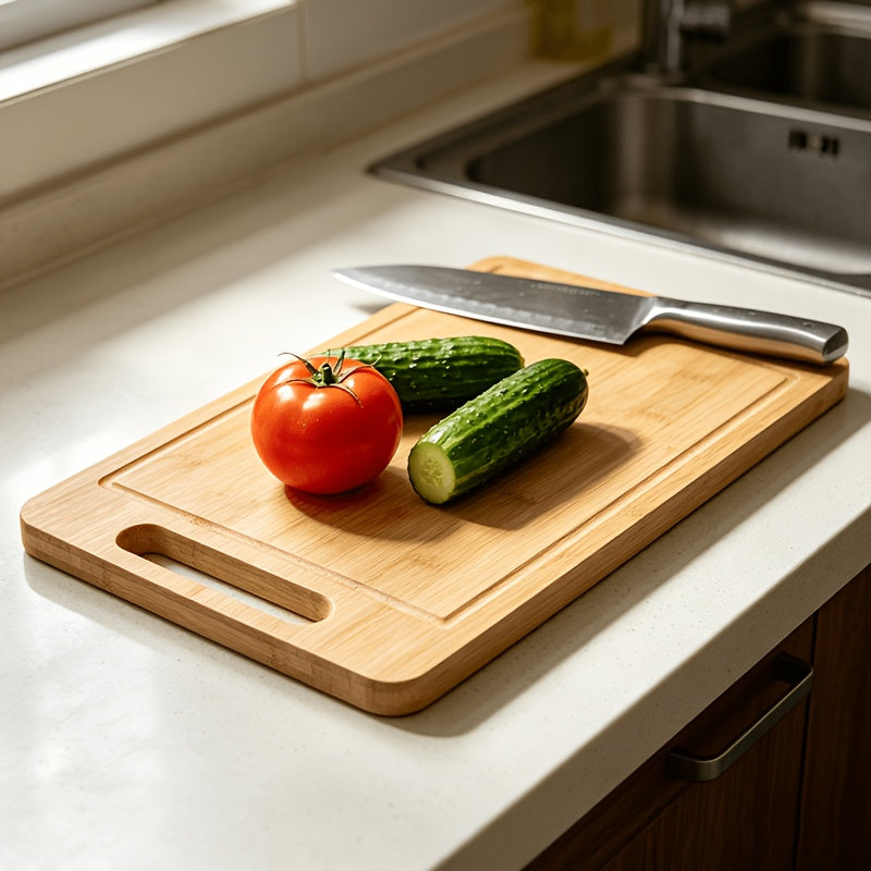 Bamboo Cutting Board - Double-sided Cutting Board, Vertical Kitchen Cutting Board, Kitchen Small Tool, 1/3pcs Set With Juice Trough, Suitable For Cutting Meat, Vegetables, Bread And Wooden Cutting Board