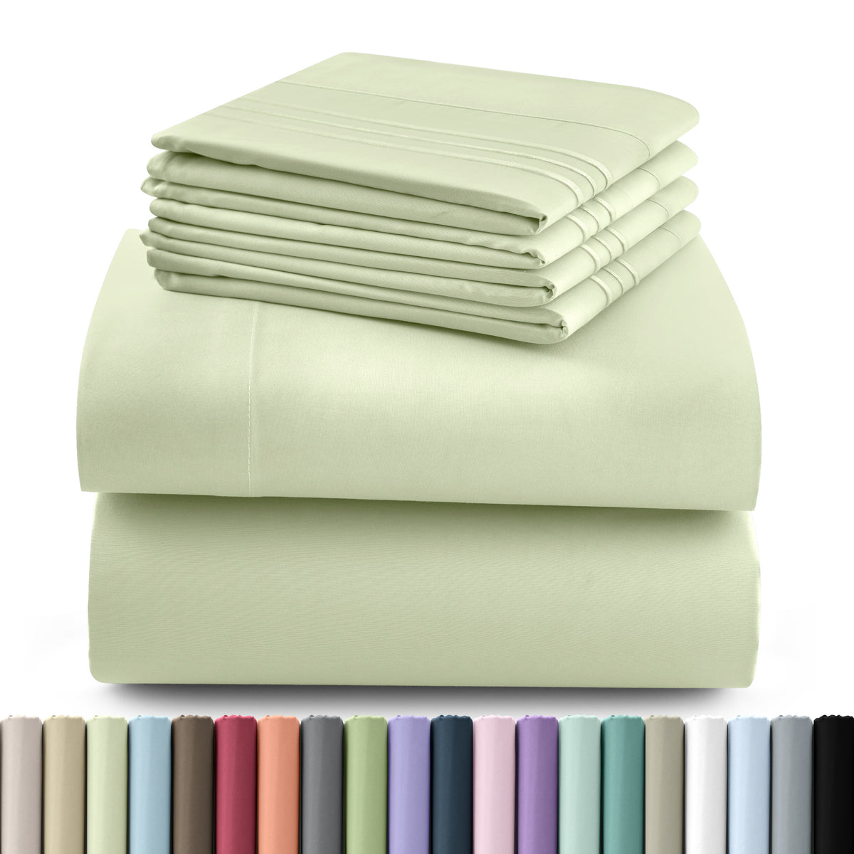 Hannah Bedding Sheet Set - 6 PC Brushed 100% polyester Bed Sheets 16 Inches Deep Pockets - Embroidered & Plain Pillowcases - Hotel Luxury Sheets Bed Set - Soft Bedding Sheets