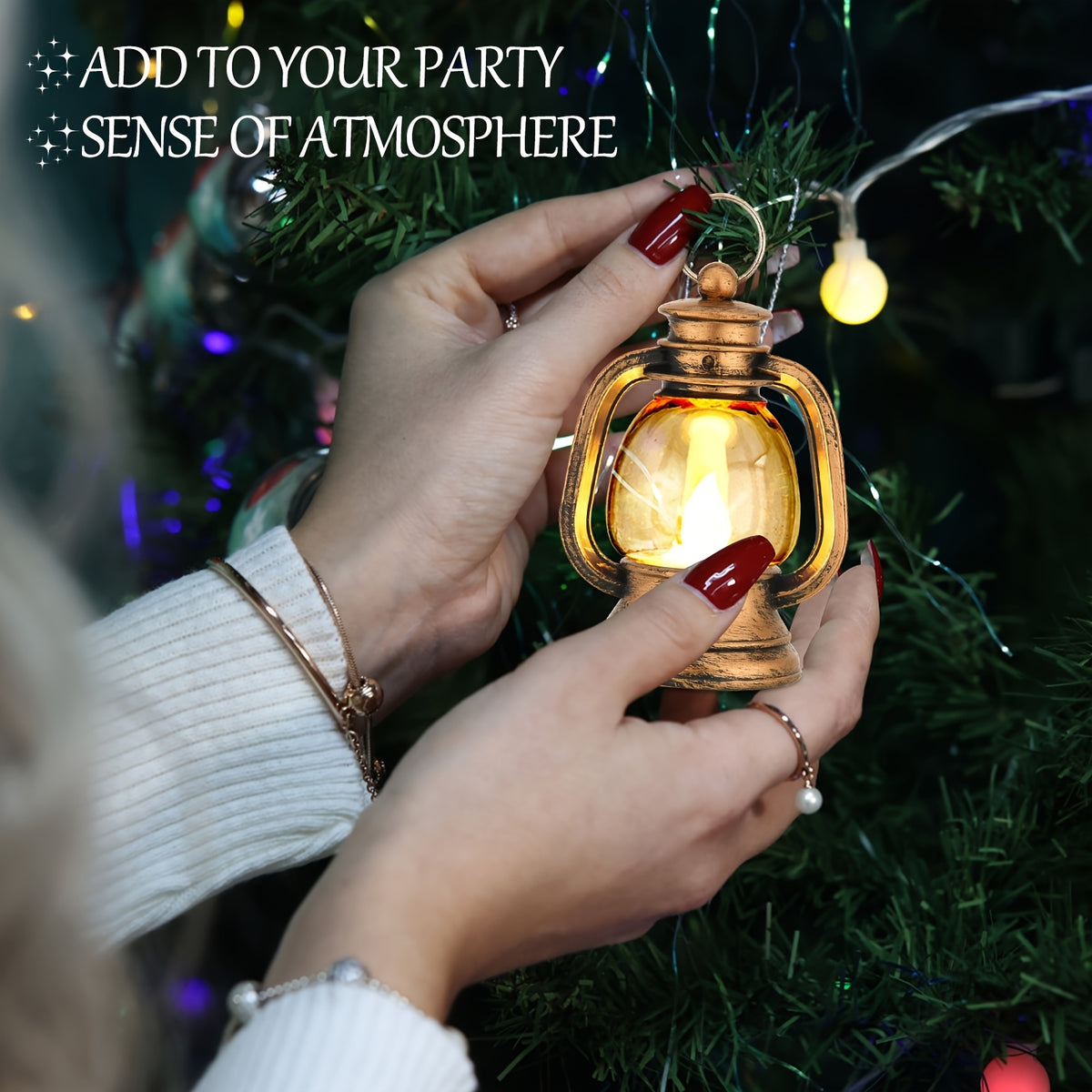 Mini LED Candle Lanterns, 12-Pack Vintage Golden Decorative Lantern Set for Table Centerpieces, Rustic Parties and Christmas Home Decor