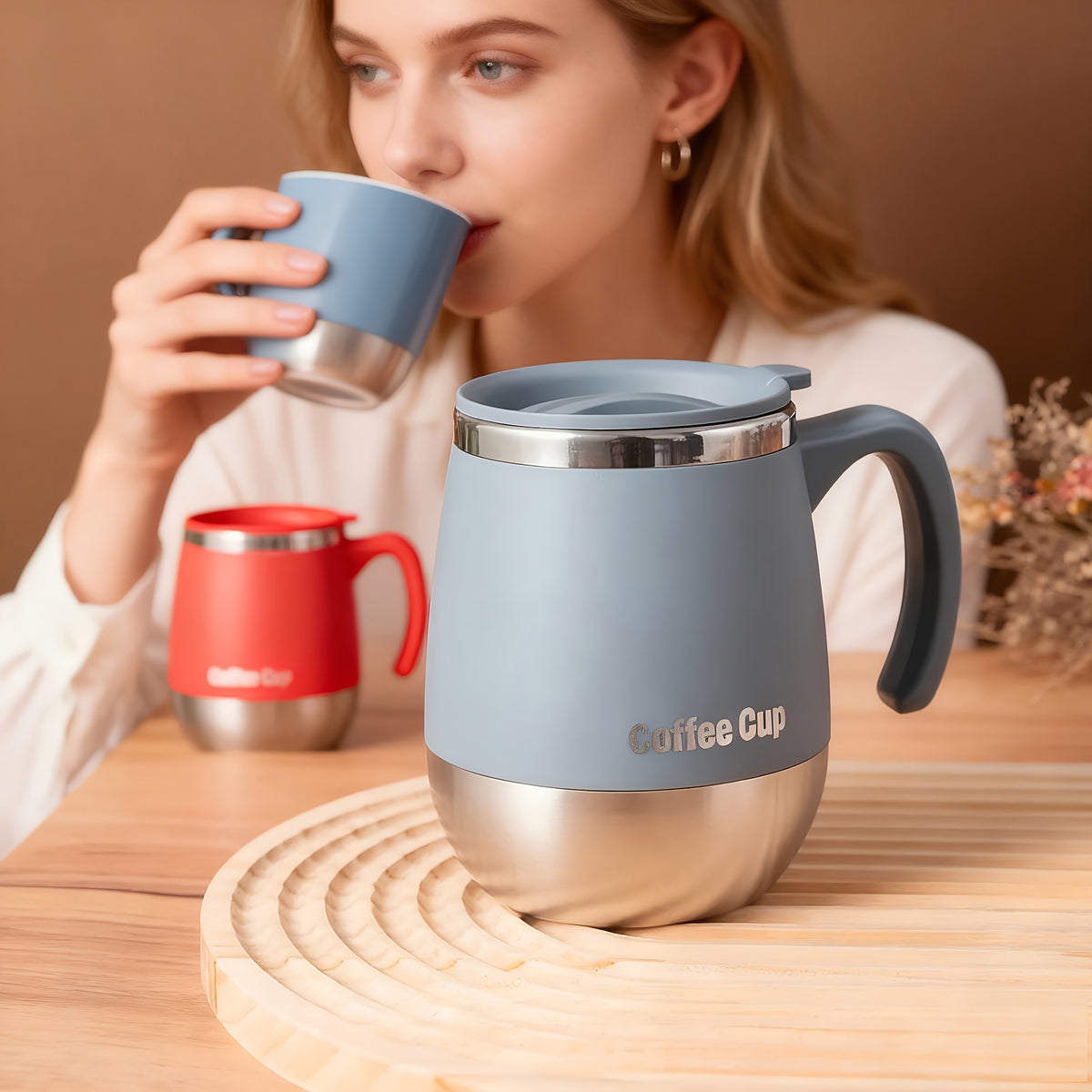 16.91oz Stainless Steel Insulated Coffee Mug with Lid, Double-walled Vacuum Insulated, Suitable for Hot And Cold Drinks, Ideal for Home, Outdoor, Camping, Birthdays, Holidays, Thanksgiving, Christmas, And Halloween Gifts.