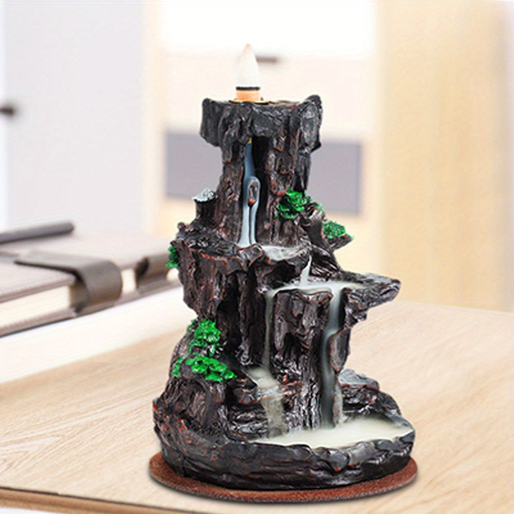 Incense Holder, Backflow Incense Holder 2 Sides Waterfall Incense Burnier with 120 Backflow Incense Cones, 30 Incense Sticks, Aromatcherapy Ornamen for Home