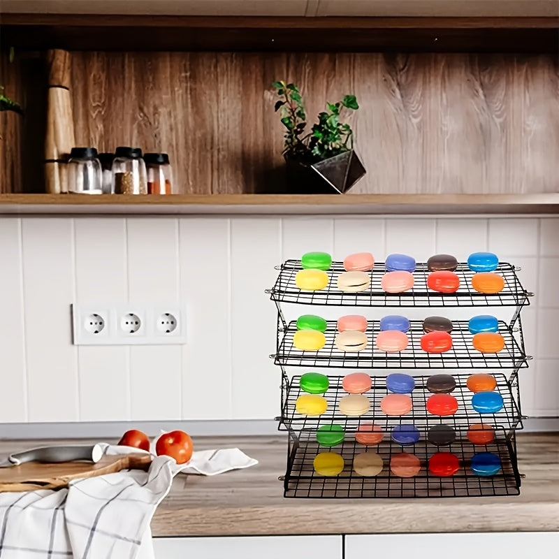 3/4-layer, Collapsible Cooling Rack, Metal Wire Rack For Baking Trays, Popular Limited Purchase, Highly Recommended, Stackable Baking And Cooking Drying Wire Cooling Rack With 4 Adjustable Settings, Camping Grill For Cooking And Cooling And Cake