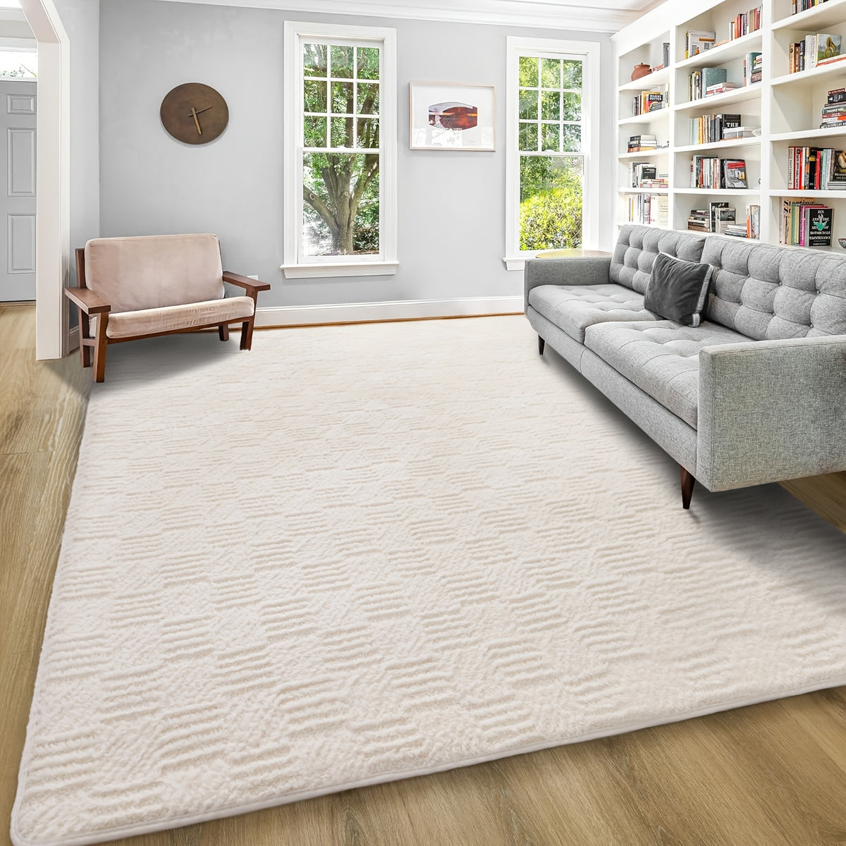 1pc Luxurious Rectangular Shaggy Plush Carpet Rug - Soft, Fluffy, Tie-dyed, Solid, Dark-colored, Non-slip, Machine Washable - Perfect for Living Room Sofa, bed Room, Home High-end Decorative, Easy to Clean, Long-lasting, and Versatile