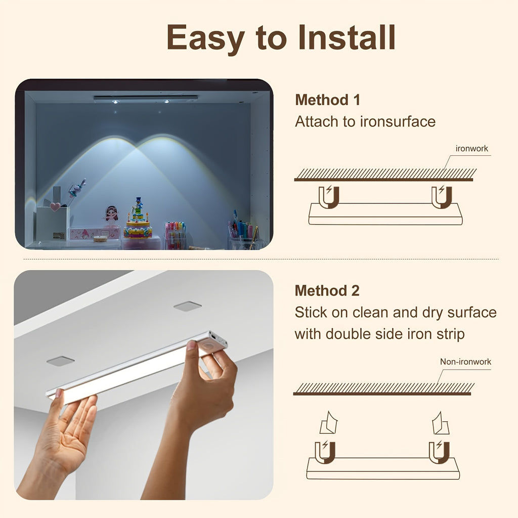 JUANGU 3pcs/2pcs Smart LED Motion Sensor Light - Dimmable Cabinet Light, USB Rechargeable, 3 Adjustable Modes, Smart Night Light, Suitable for Bedrooms, Stairs, Kitchens, Piano Rooms, and Dance Studios, Bedside Reading Light | Cabinet Light | Smart