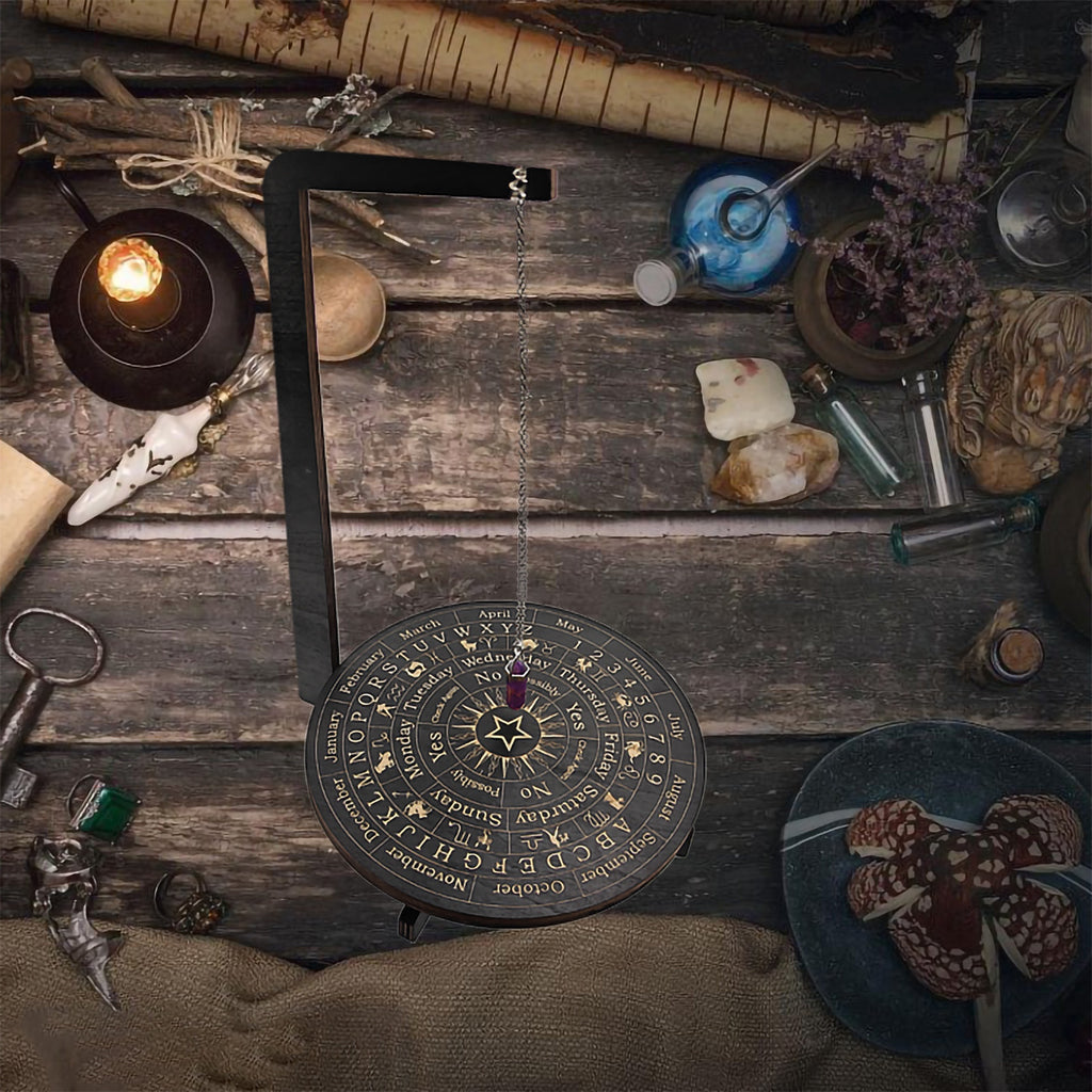 Three-Dimensional Wooden Stand for Divination, Featuring Witchcraft Elements, Crystal Display, And Altar Supplies. Ideal for Pendulum Use And Meditation