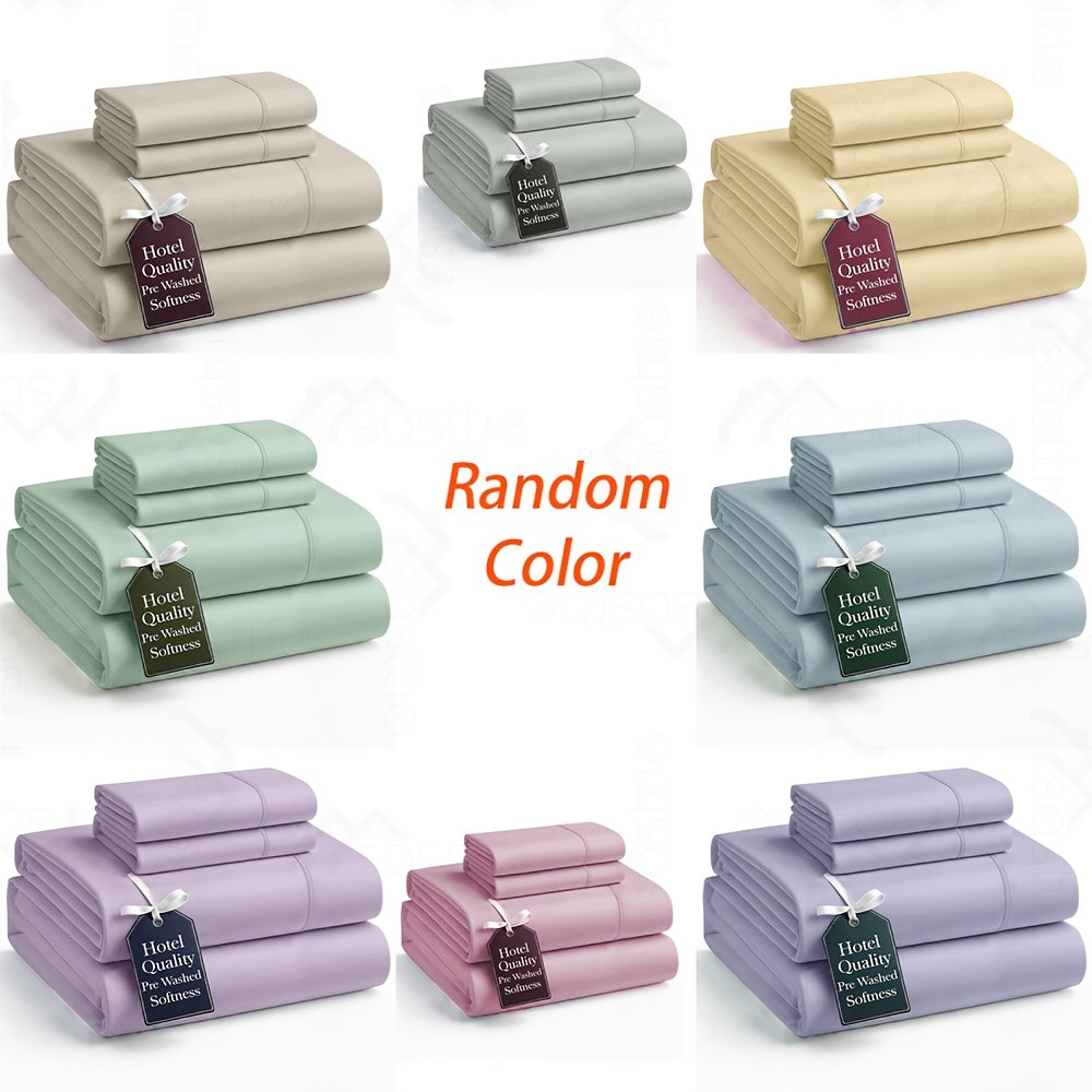 3/4pcs Bamboo Bed Sheet Set-Bamboo Kids Bed Sheet-Ultra Soft & Breathable Bed Sheets-Deep Pocket Up to 16" Hotel Soft Bedding-Perfect for Hot Sleepers-Great Gifts Bedding Sheets Set Bamboo Sheets Sets All Sizes Cooling Bamboo Sheets Random Color