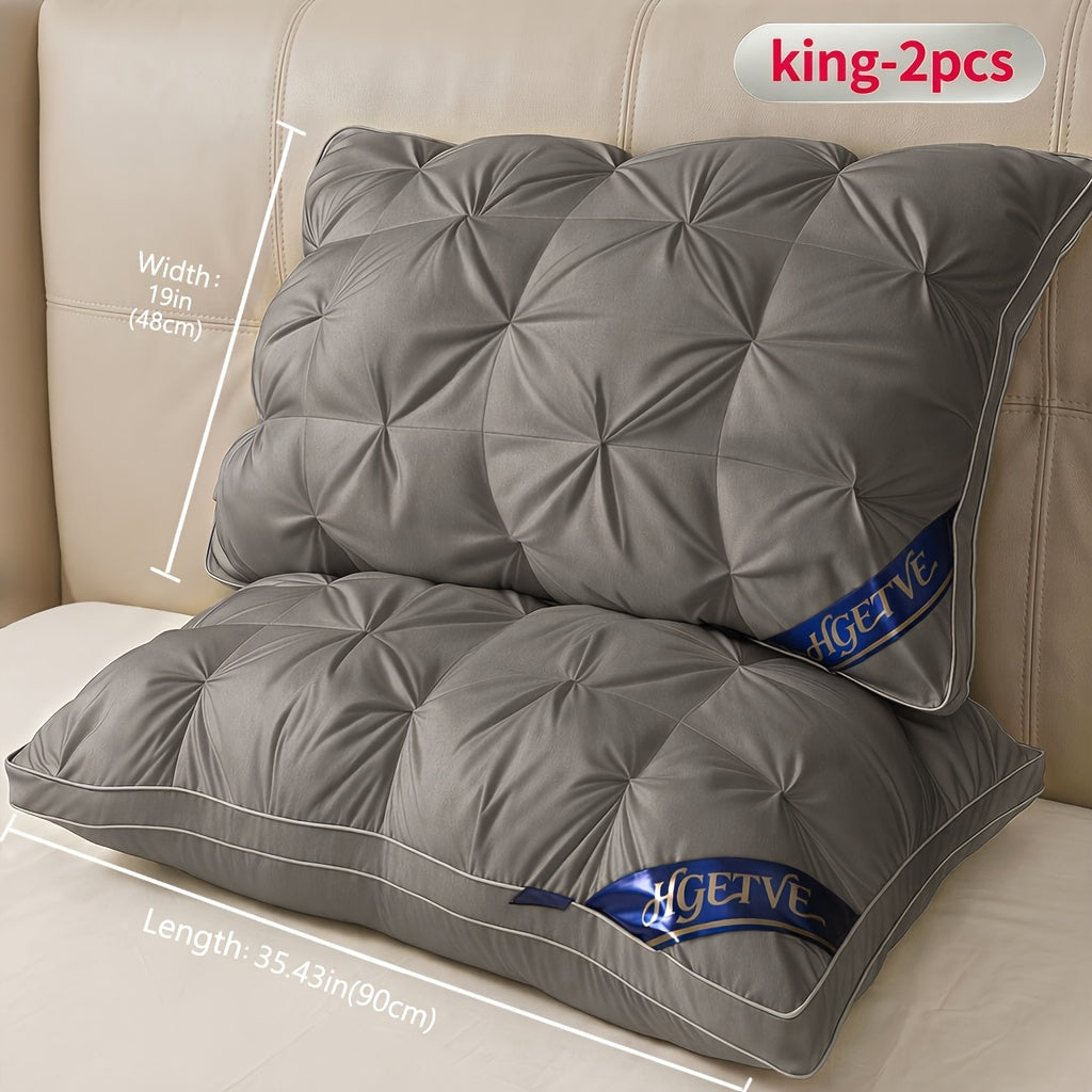 2pcs Luxury Hotel-quality Pillows, Deep Sleep Neck Pillow, High Fluffiness, Not Easy To Collapse, Suitable For All Seasons, Soft Fabric, Easy To Clean, Available In Multiple Colours And Sizes, Queen/King Size, Holiday Gift