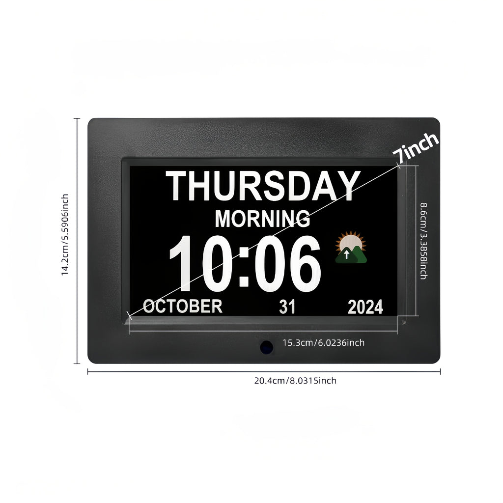 Digital Calendar Day Alarm Clock, Auto Dimmable And Sun Moon Icons, 12 Alarm Options & 18Languages, Large Digital Wall Clock, Gifts for Alzheimers, Elderly, Seniors Or Impaired Vision