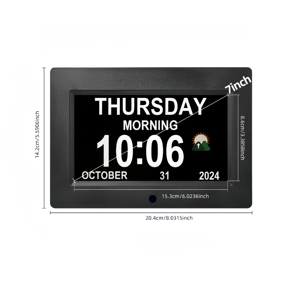 Digital Calendar Day Alarm Clock, Auto Dimmable And Sun Moon Icons, 12 Alarm Options & 18Languages, Large Digital Wall Clock, Gifts for Alzheimers, Elderly, Seniors Or Impaired Vision