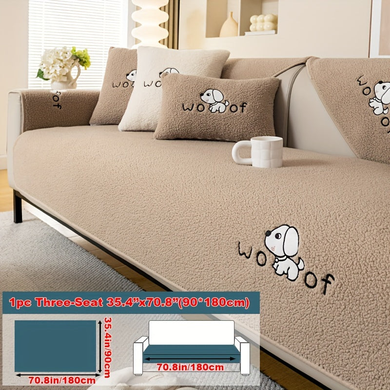 1pc Sherpa Couch Protector, Enhanced Sofa Cover, Suitable for Pets, a Favorite Among Pets, Thick Plush Sofa Shield, Non-Slip Plush Sofa Cover, Furniture Protection Cover, Home Decor for Bedroom, Office, And Living Room