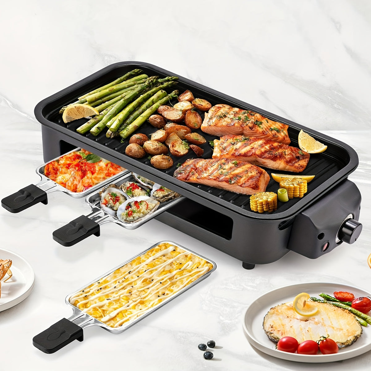 Smokeless Electric Grill | Indoor Grill with Removable Non-Stick Plate, 1700W, Portable BBQ Grill, Electric Griddle, Stainless Steel, Dishwasher Safe, Perfect Gift for Christmas