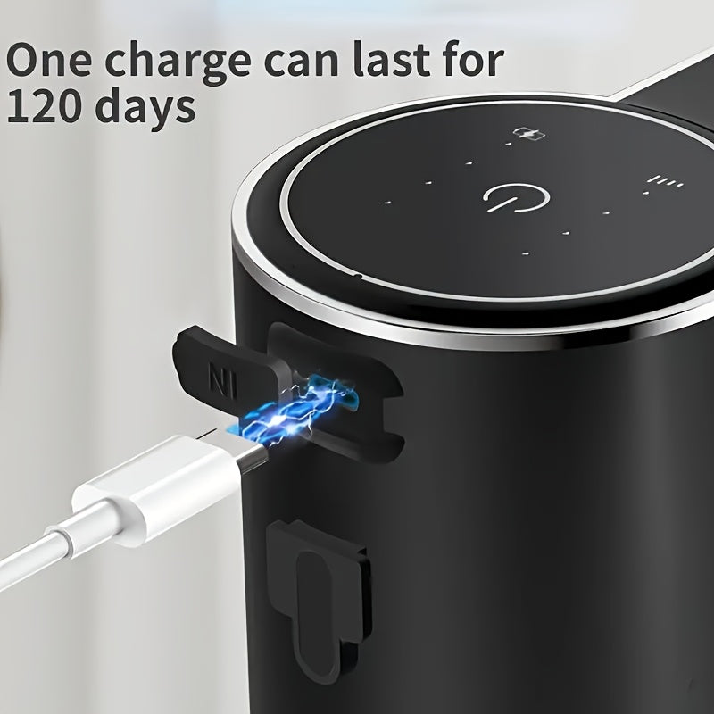 Smart Sensor Soap Dispenser | Automatic No-Touch Liquid Release, 13.53oz Capacity, Four-Level Adjustable Flow Rate, Electric Power Display, Freely Replaceable Fluid, USB Quick Charging, Wall Mount, Nickel
