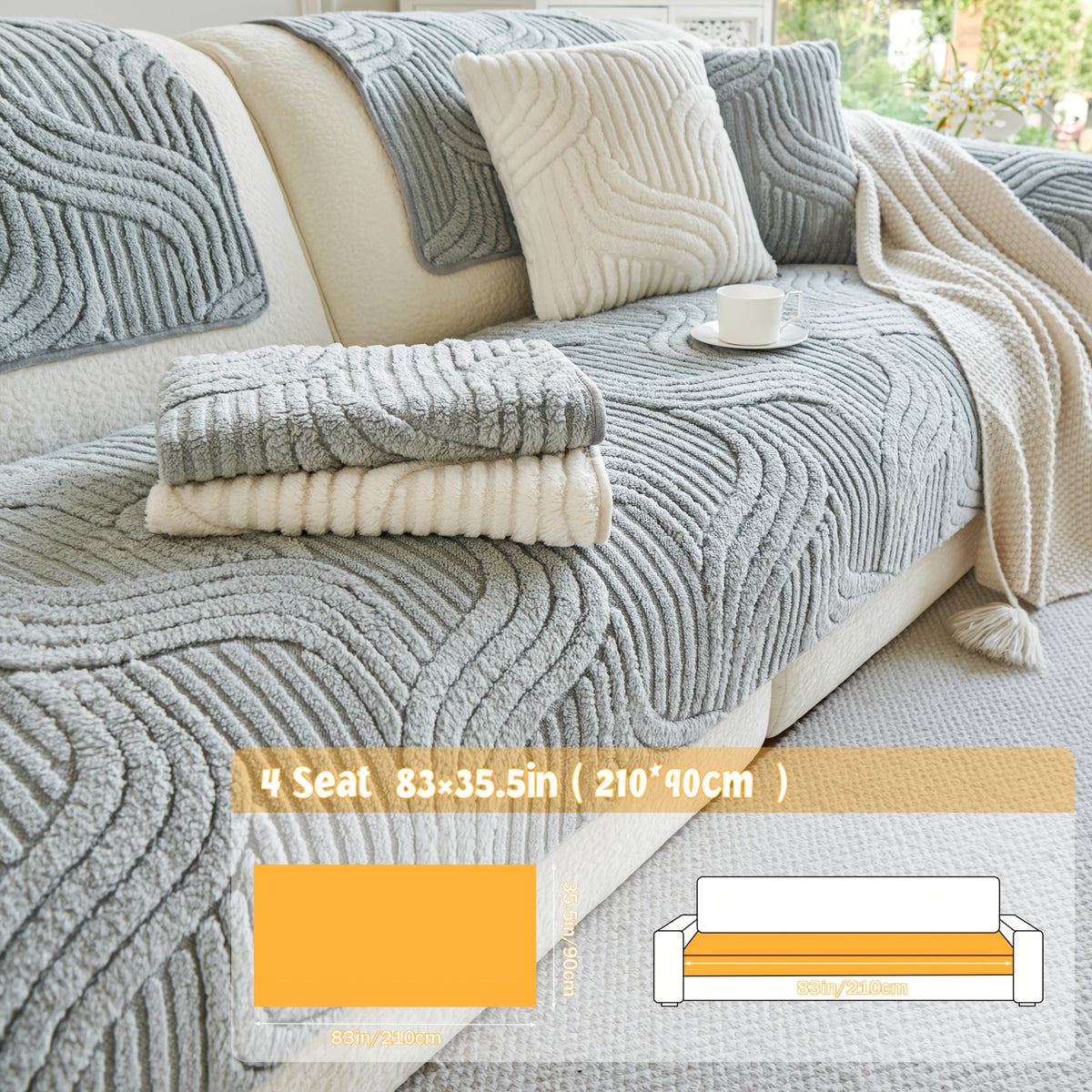1pc of Thick, Quilted Sofa Cushion That Is Stylish, Durable, Warm, And Non-Slip. This Plush Sofa Cover Is Breathable And Comfortable, Making It Perfect for Families with Pets. It Is Suitable for Use in The Bedroom, Office, Living Room