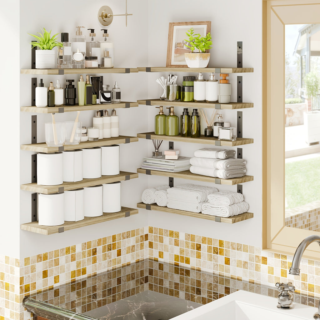 Floating Shelves 10-Piece Set, 15.8 x 5.9 Inch Wall Display Shelves for Books, Small Plants, Photos and Collectibles in Bedroom, Kitchen and Living Room