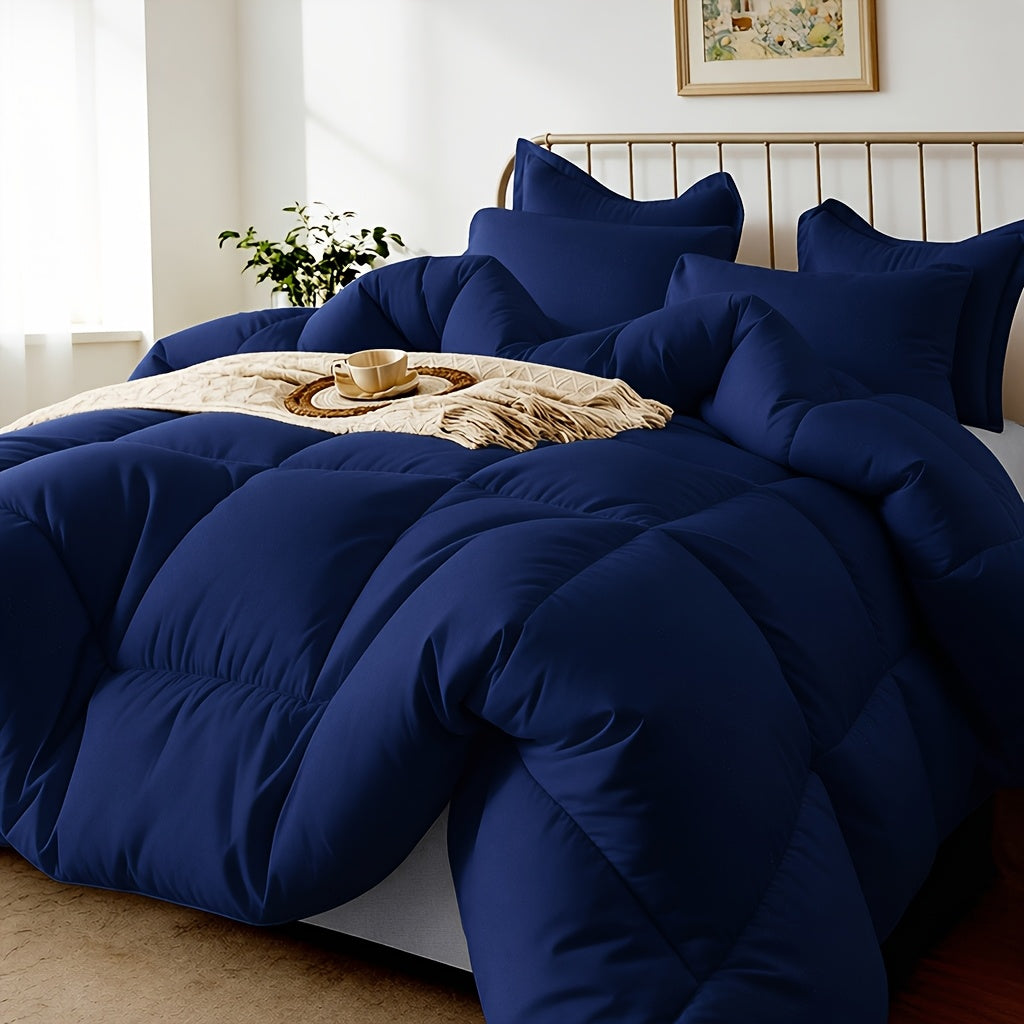 2/3pcs Solid-color Diamond-quilted Comforter Set. Easy Clean, Fabric Soft Breathable. Includes 1 Comforter, 1/2 Pillow Shams. Fits All Bed Sizes Matches Various Bedroom Decor. Suitable for All Seasons Ideal As A Gift, Include Random Color