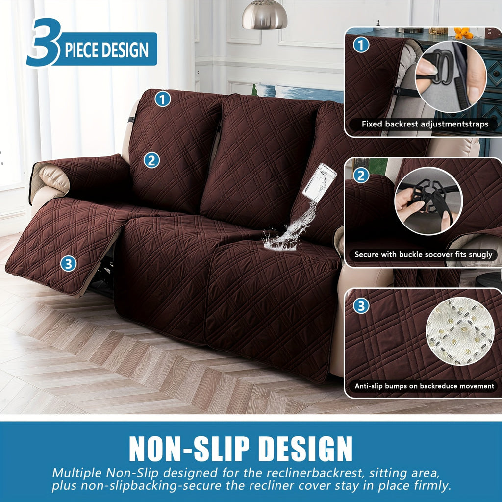 3pcs/set Waterproof Recliner Slipcovers Non-Slip Recliner Sofa Covers Elastic ReclinerChair Cover Furniture Protector for Bedroom Office Living Room, Valentine's Day Gift, Valentine's Day Home Decorations