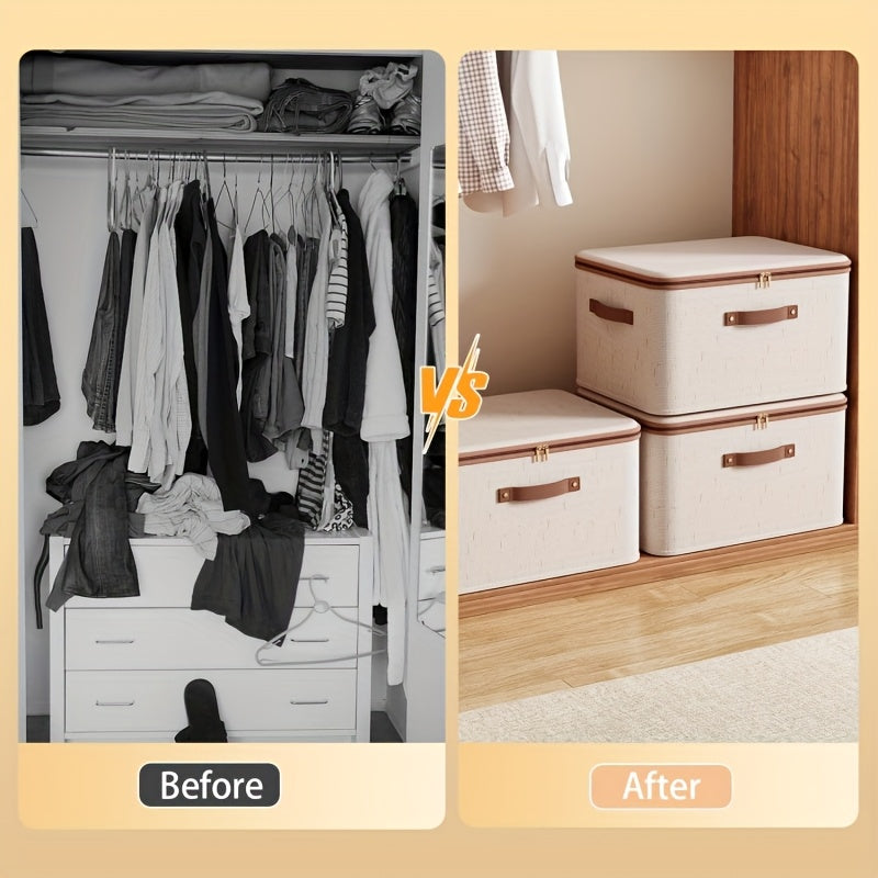 2-Pack Foldable Storage Bins with Lids - Large Capacity, Space-Saving Organizer for Clothes, Blankets, Books, Under-Bed Storage