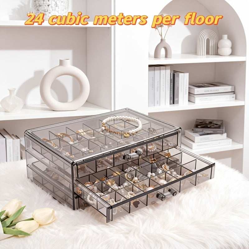 72/120 Layered Jewelry Storage Boxes, Fashionable Acrylic Jewelry Storage Boxes, Suitable for Storing Earrings, Necklaces, Bracelets, Rings, Bracelets, Watches and Other Jewelry. Large-capacity Designed Accessory Storage Boxes, the First Choice for C