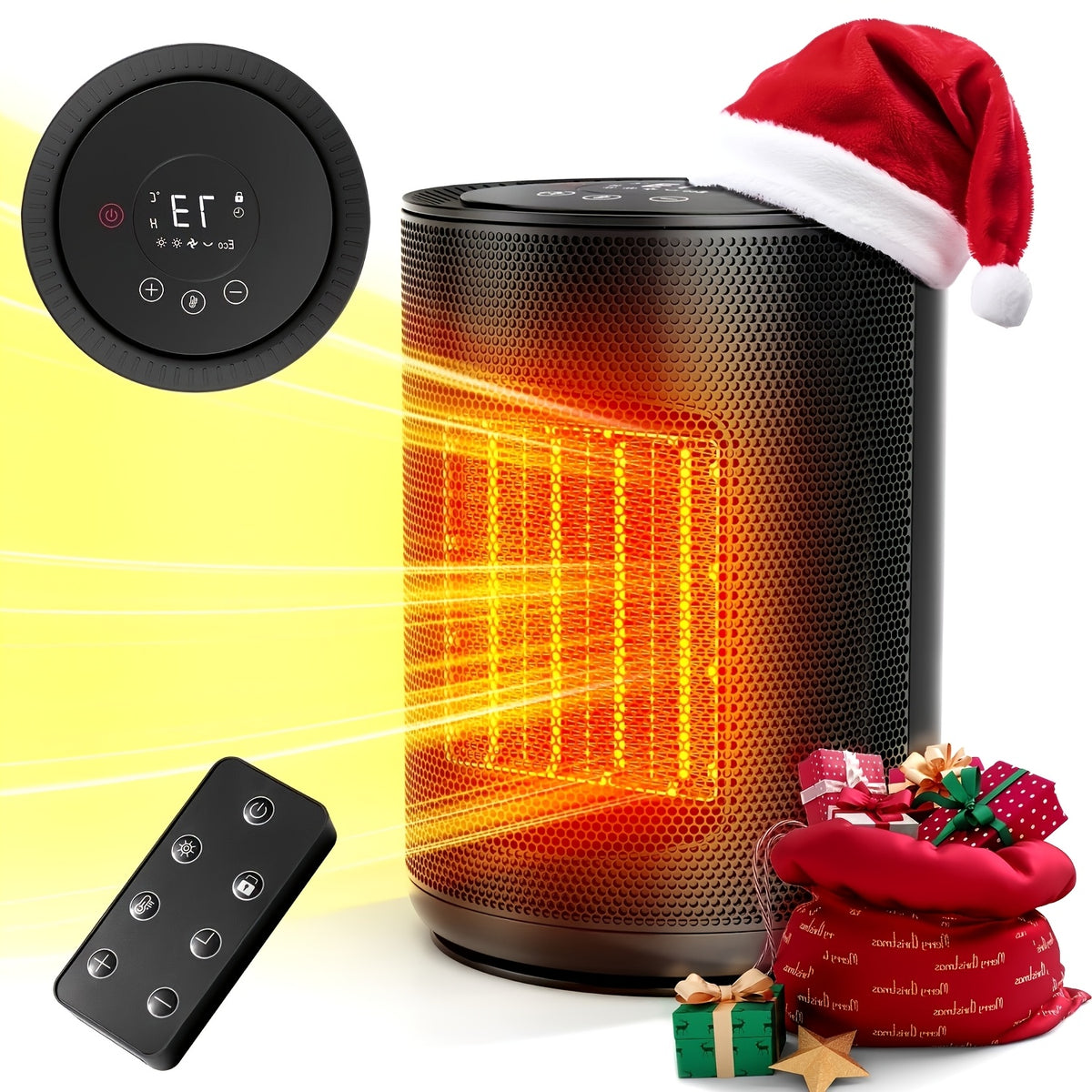 1500W/950W Ceramic Space Heater, Portable Electric Heater with Adjustable Thermostat, Heating Up to 200 Sq. Ft, 2S Rapid Heating, Compact Design, Overheat And Tip-Over Protection, for Indoor Use