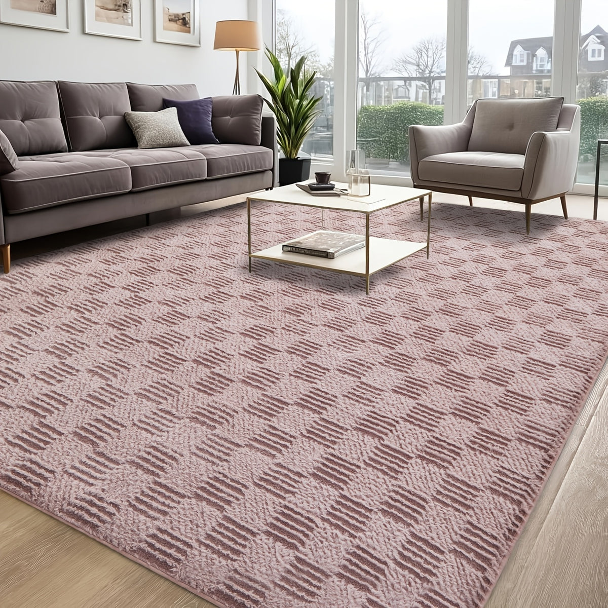 1pc Luxurious Rectangular Shaggy Plush Carpet Rug - Soft, Fluffy, Tie-dyed, Solid, Dark-colored, Non-slip, Machine Washable - Perfect for Living Room Sofa, bed Room, Home High-end Decorative, Easy to Clean, Long-lasting, and Versatile