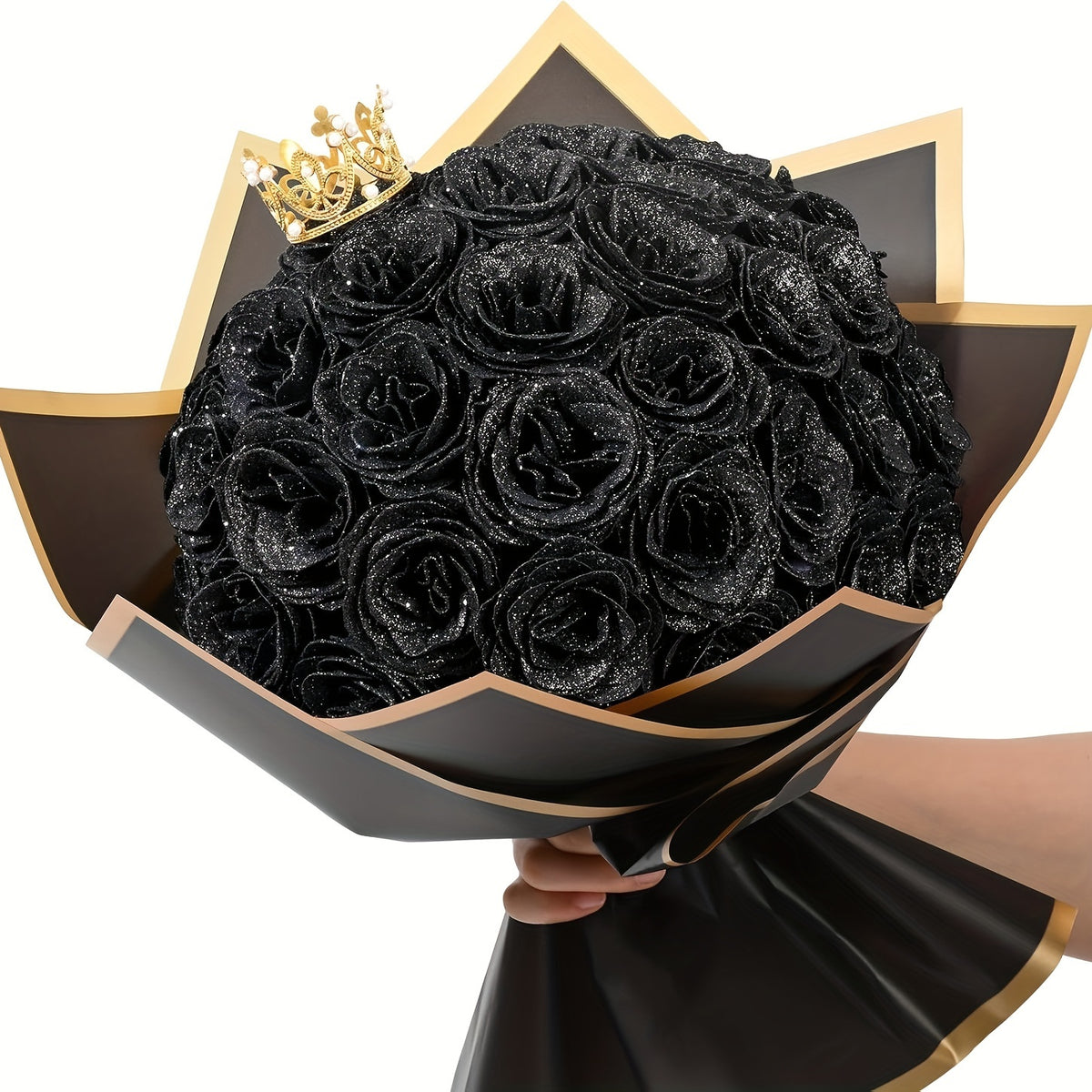 24/36pcs Glitter Roses Bouquet - Everlasting Shiny Artificial Red Roses with Sparkling Glitter Petals - DIY Fake Flower Bouquet Suitable for Valentine' Day, Mother' Day, Wedding, Anniversary, - Gifts for, Plastic Roses Bouquet