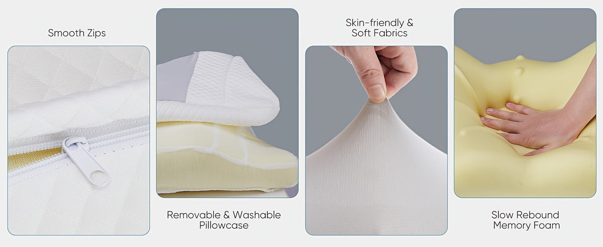 Cervical Neck Pillow, Ergonomic Contour Neck Pillows, Memory Foam Bed Pillow For Side Back Stomach Sleeper, Neck Pillow With Pillowcase