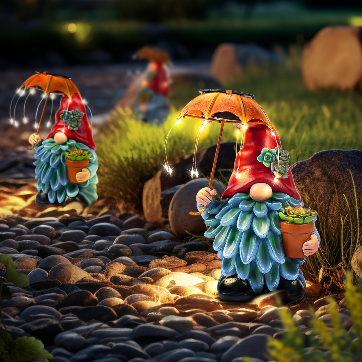 Elf Resin Statue Solar Light, Home Decor Collectible Figurines, Perfect Gift For Mother'S Day, Thanksgiving, Christmas, Perfect For Desks, Decks, Patios, Balconies, Porches, Automatically Lights Up At Night