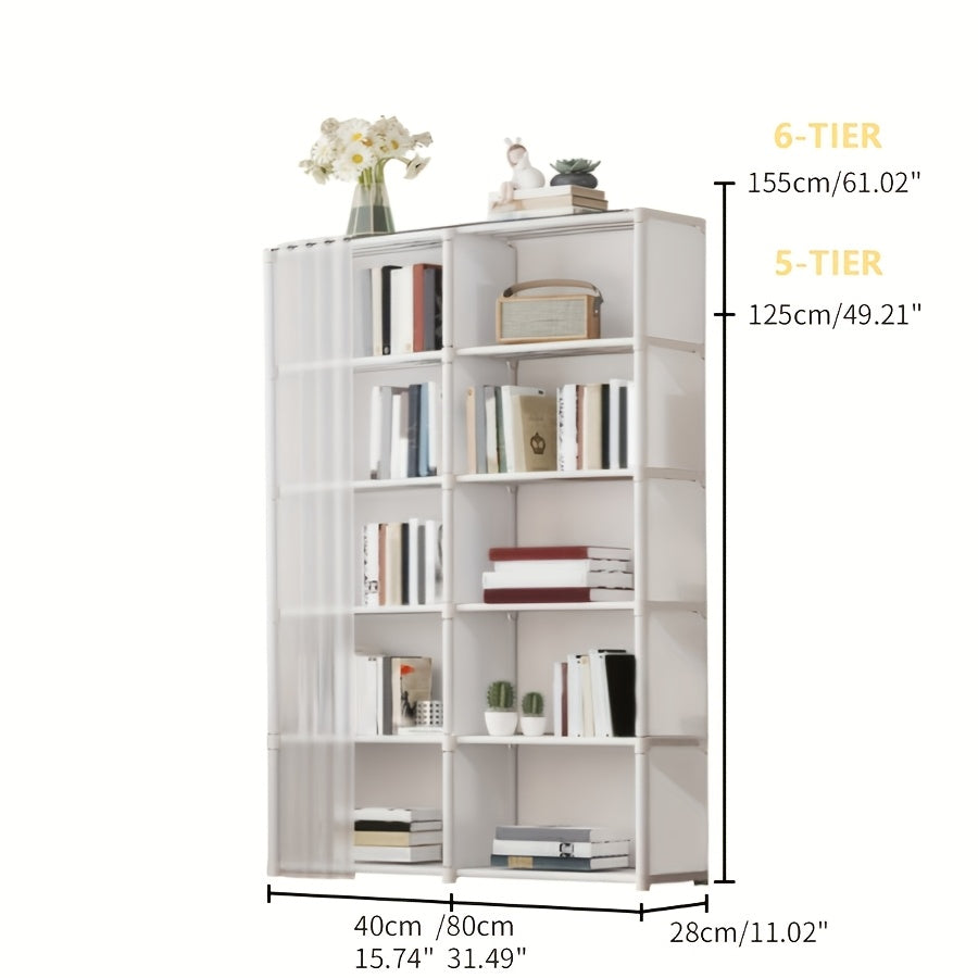 Single/Double Row Multi-Purpose Storage Rack, Easy to Install, 15.75/31.5-Inch Simple Clothing Storage Cabinet, Dustproof And Clutter-Free Bookcase, Suitable for Offices, Classrooms, Living Rooms, Bedrooms, Dormitories, for Organization And Storage