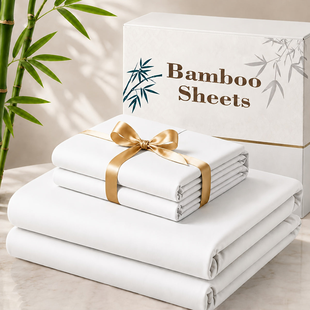 3/4pcs Cooling Bamboo Bed Sheet Set, 3000 TC Extra Deep Pocket 20 Inch Bed Sheet, Children Luxury Soft Hotel & Cooling Sheet Set for Hot Sleepers, Wrinkle And Shrink Resistant, Fitted Sheet And Flat Sheet And Pillowcases, Twin/Full/Queen/King