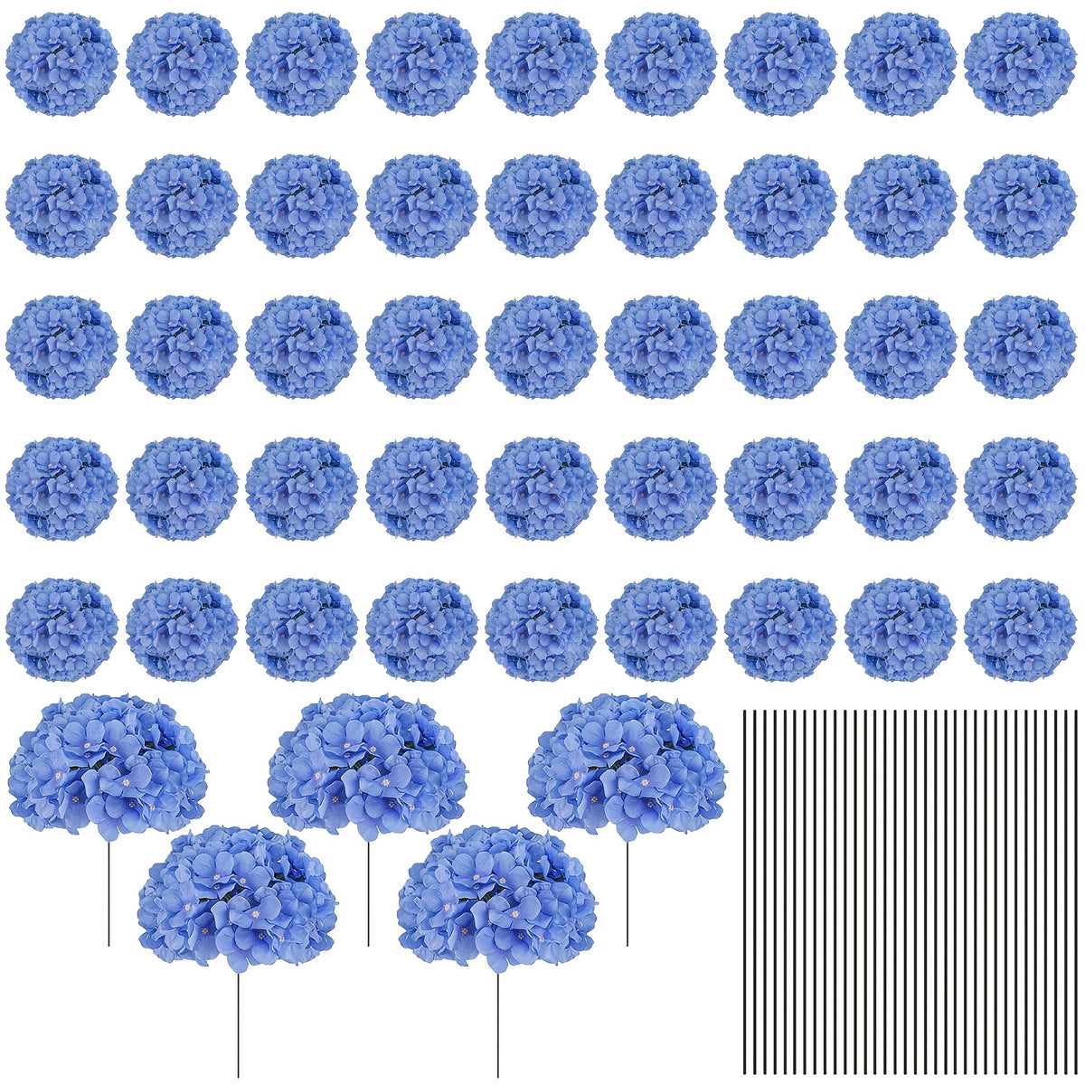 72pcs Hydrangea Artificial Flowers Hydrangea Flowers Artificial Flower Heads with Stems for Home Wedding Party Decorations