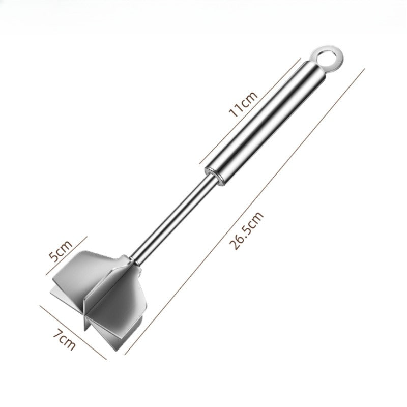 [Stainless Steel Meat Chopper] Meat Chopper 304 Stainless Steel Meat Chopper - With 6 Curved Blades, Heat Resistant Burger Meat Grinder, Non-Stick Mixing Chopper, Ground Beef Mashers, Potato Mashers Tools, Heavy Duty Food Grade Mixer Utensil for Home Meal