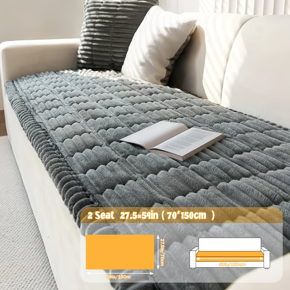 1pc Modern Corduroy Soft Couch Cover Washable, Non Slip Durable Plush Sofa Covers for 2/3/4 Cushion Couch Sofa L Sharped Sofa Slipcover, Thickened Cozy Furniture Protector Bedside Mat, Warm Sitting Pad for Any Seasons, Christmas Home Decor