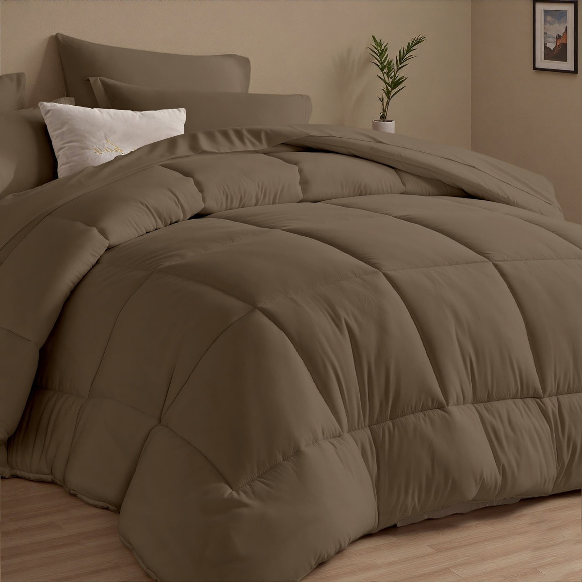 5/7pcs Luxurious Checked Pattern Comforter Set-Multiple Colors Plus Random Color Available, Breathable Comforter-Ultra Soft Fluffy Fiber Filling, Warmth For All Seasons-Bed In A Bag With Comforter, Flat Sheet, Fitted Sheet, Pillowcases