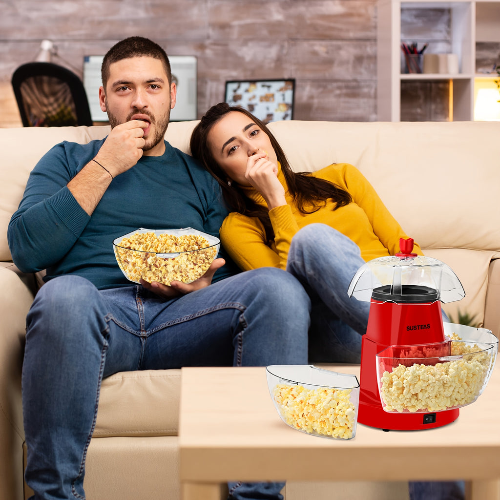 Practical Hot Air Popcorn Machine With 4 Bowls, Fast 5-Min Electric Popcorn Popper, Easy To Clean Snack Machine With Local Warehouse, Portable Popcorn Maker For Movie Nights, Parties, Family Gatherings, Home Theater, Event Catering & Kitchen Use