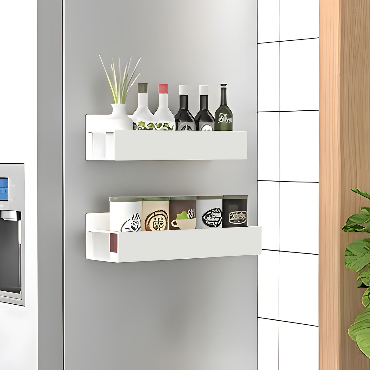 2/4pcs Magnetic Storage Box, Strong Magnetic Adsorption Non-perforated Installation Storage Rack, Kitchen Refrigerator, Coffee Machine, Washing Machine, Kitchen Spice Rack, Simple and Fashionable Household Goods.kitchen Organizers and Storage