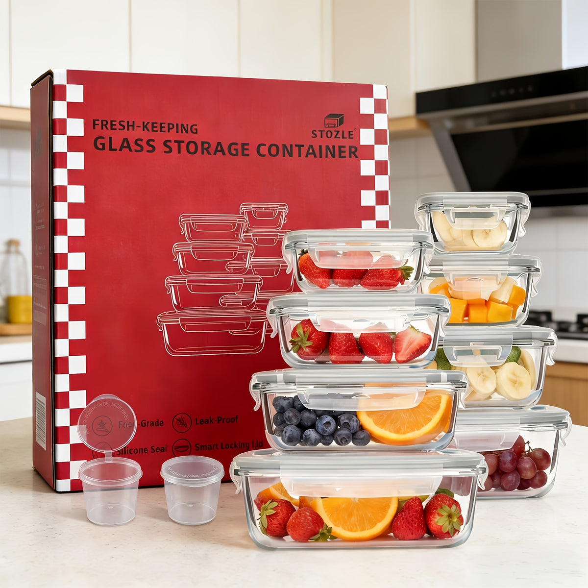 16pcs Sealed Glass Food Storage Containers, Lunch Box, Microwave, Oven - Great For Salads, Fruits, Vegetables And Sandwiches, Lunch Box | Sealed Storage | Durable Glass, Food Storage Containers (8 Lids + 8 Containers)