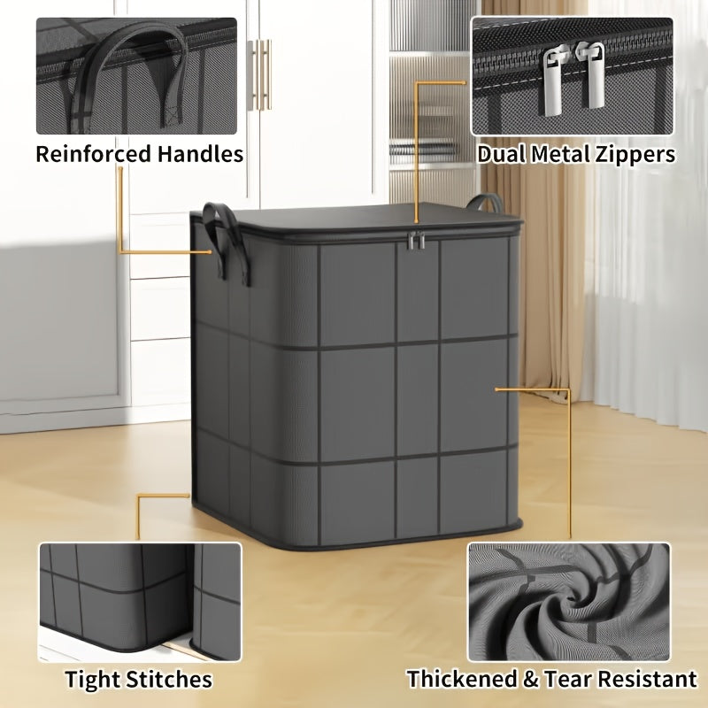 3pcs Set L/XL/XXL Storage Bags with Zippers And Lids - Foldable Durable Organizer Bags for Bedding, Blankets, Pillows, And with Portable Handles, Essential Travel Gear, Under-Bed Storage