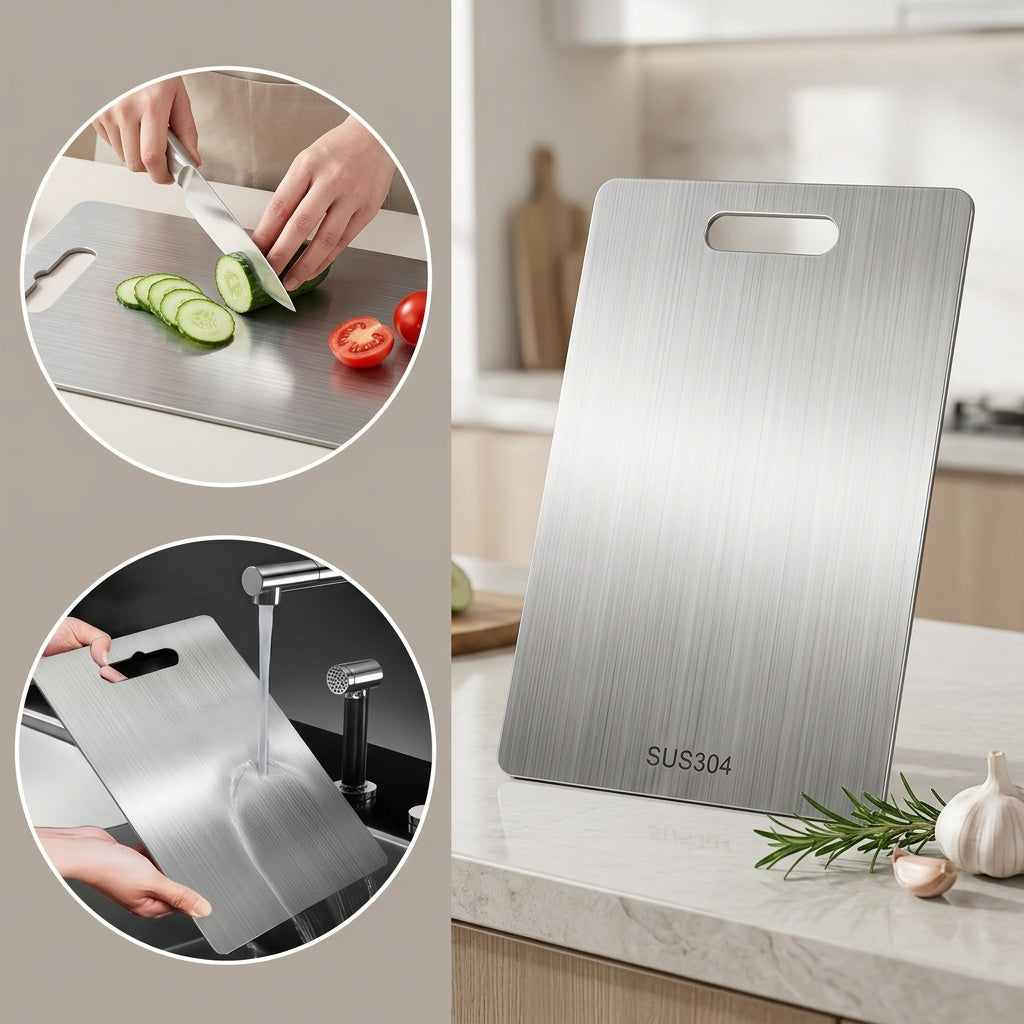 Premium Stainless Steel 2025 Double-Sided - Food Grade Stainless Steel Cutting Board for Kitchen And Dining