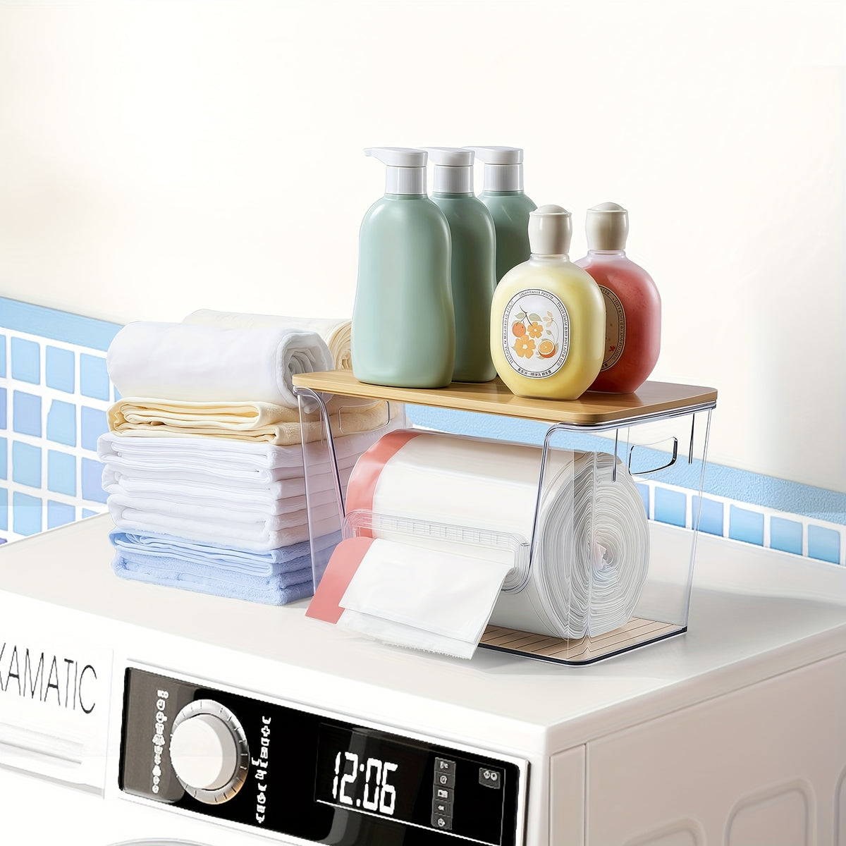 1/2/4pcs Stackable Trash Bag Dispenser, Trash Bag Holder, Extra-Large Clear Acrylic Kitchen Organizer, Suitable for Under-Sink Organization, Laundry Room Organization, Holds Trash Bags and Some Small Items
