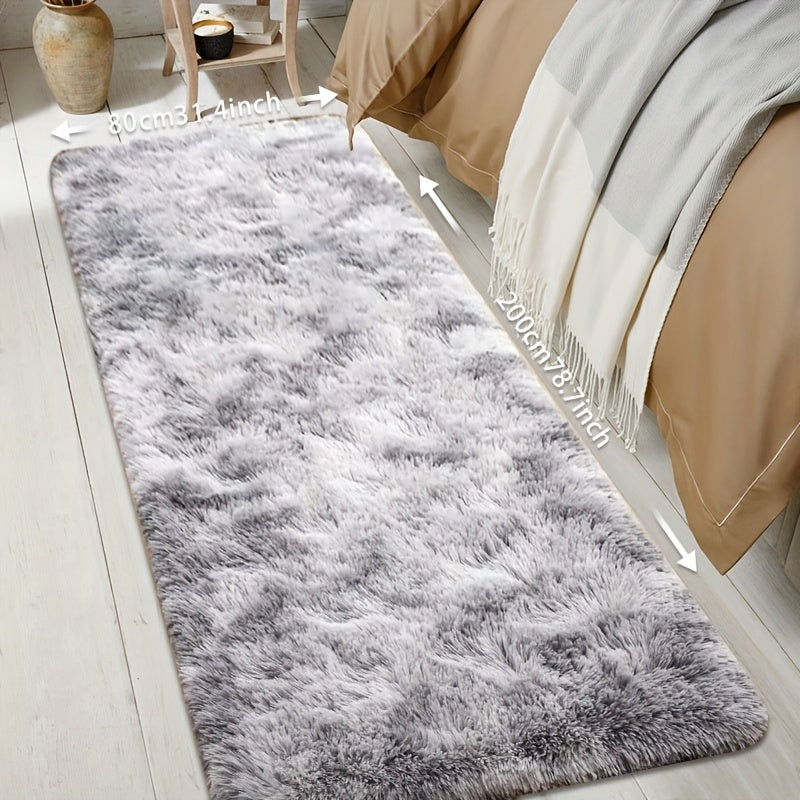[Plush Fluffy Mat] 1pc Tie-Dye Plush Soft Interior Fluffy Mat, Modern Luxury Plush Mat, Absorbent, Non-Slip &, Suitable for Living Room and Bedroom Areas, Home Decor