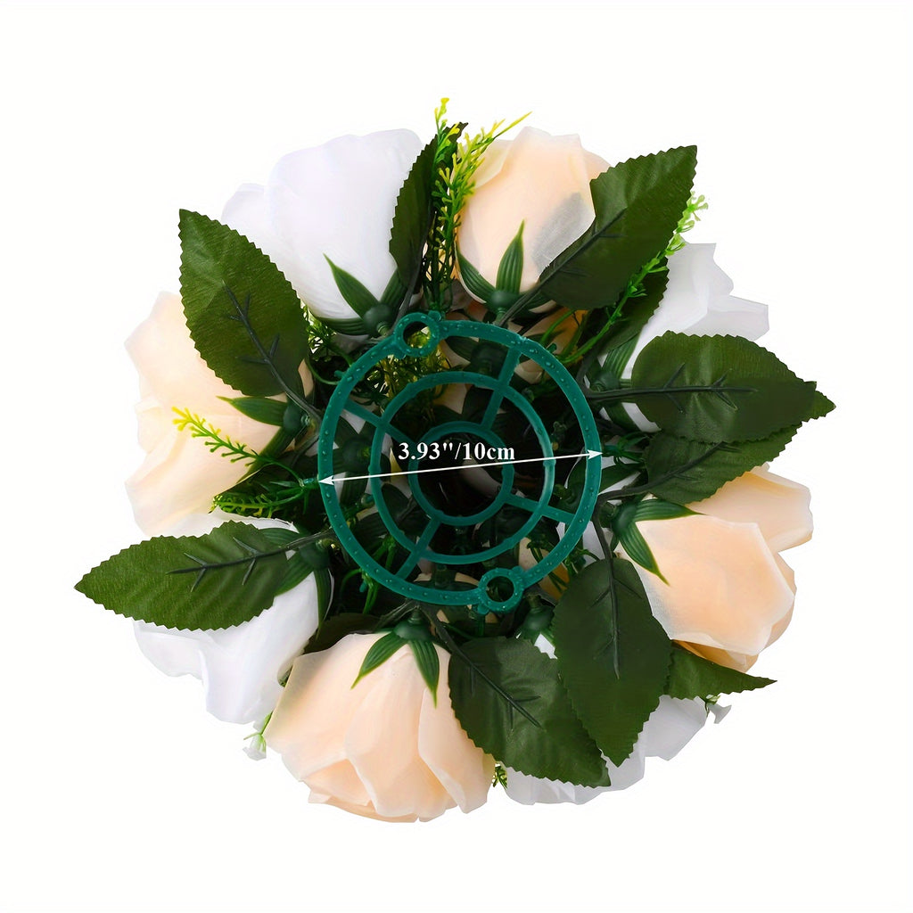 Artificial Rose Flower Balls Set of 6, Polyester Floral Bouquets with Plastic Bases for Wedding Table Centerpieces, Engagement Parties and DIY Home Decor