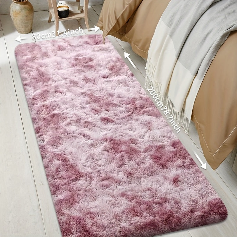 [Plush Fluffy Mat] 1pc Tie-Dye Plush Soft Interior Fluffy Mat, Modern Luxury Plush Mat, Absorbent, Non-Slip &, Suitable for Living Room and Bedroom Areas, Home Decor