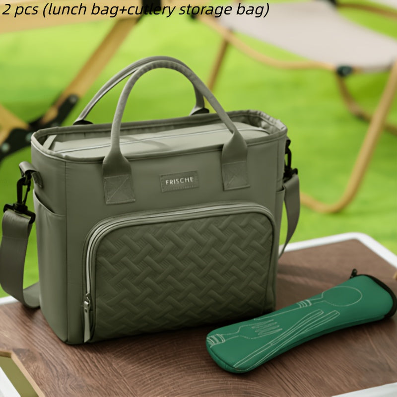 2.91 Gallon Insulated Lunch Bag with Adjustable Shoulder Strap and Carry Handles, Large Thermal Food Tote for Work, Beach Trips and Outdoor Picnics